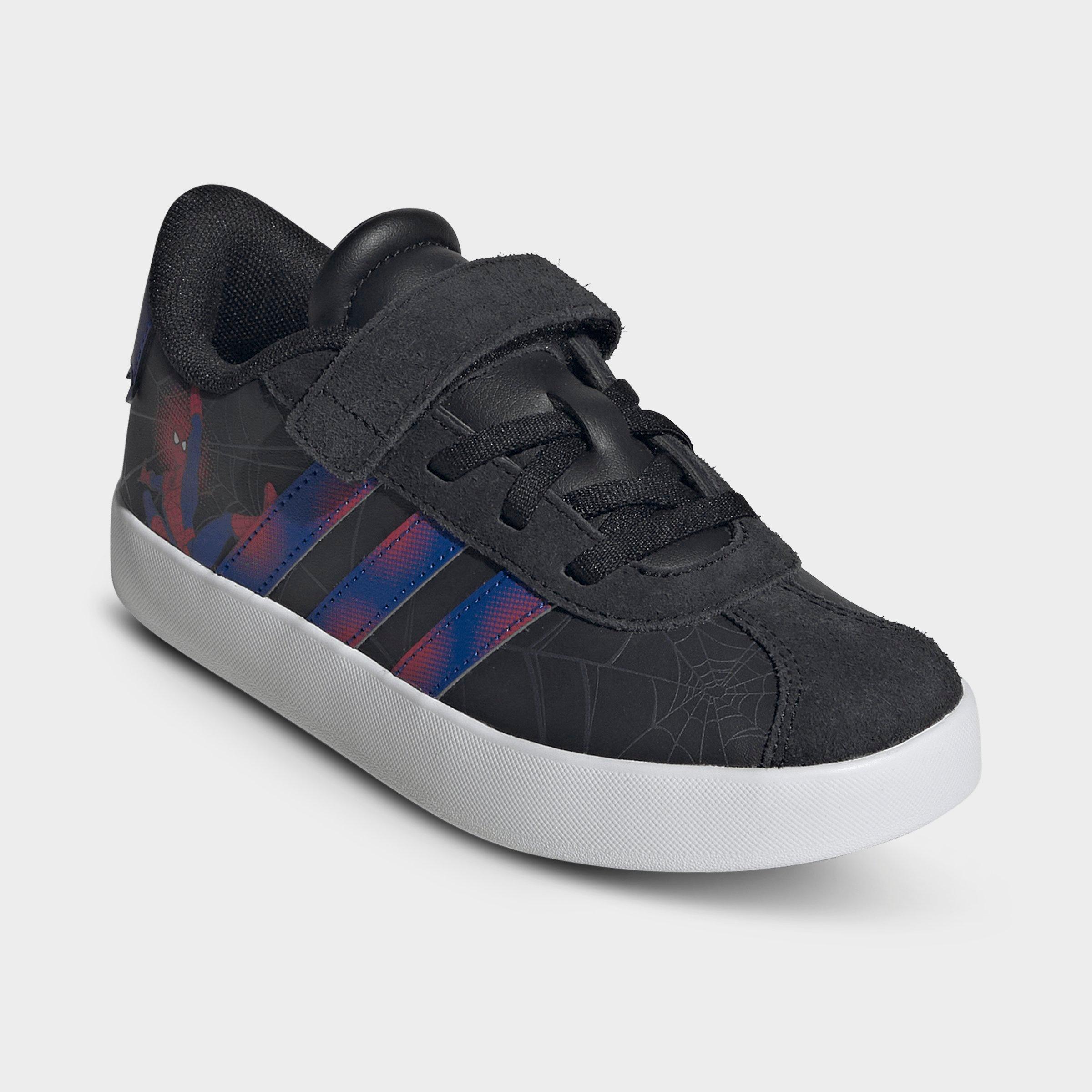 Little Kids' adidas VL Court 3.0 Hook-And-Loop Casual Shoes - Core Black/Royal Blue/Violet - Both shoes facing left
