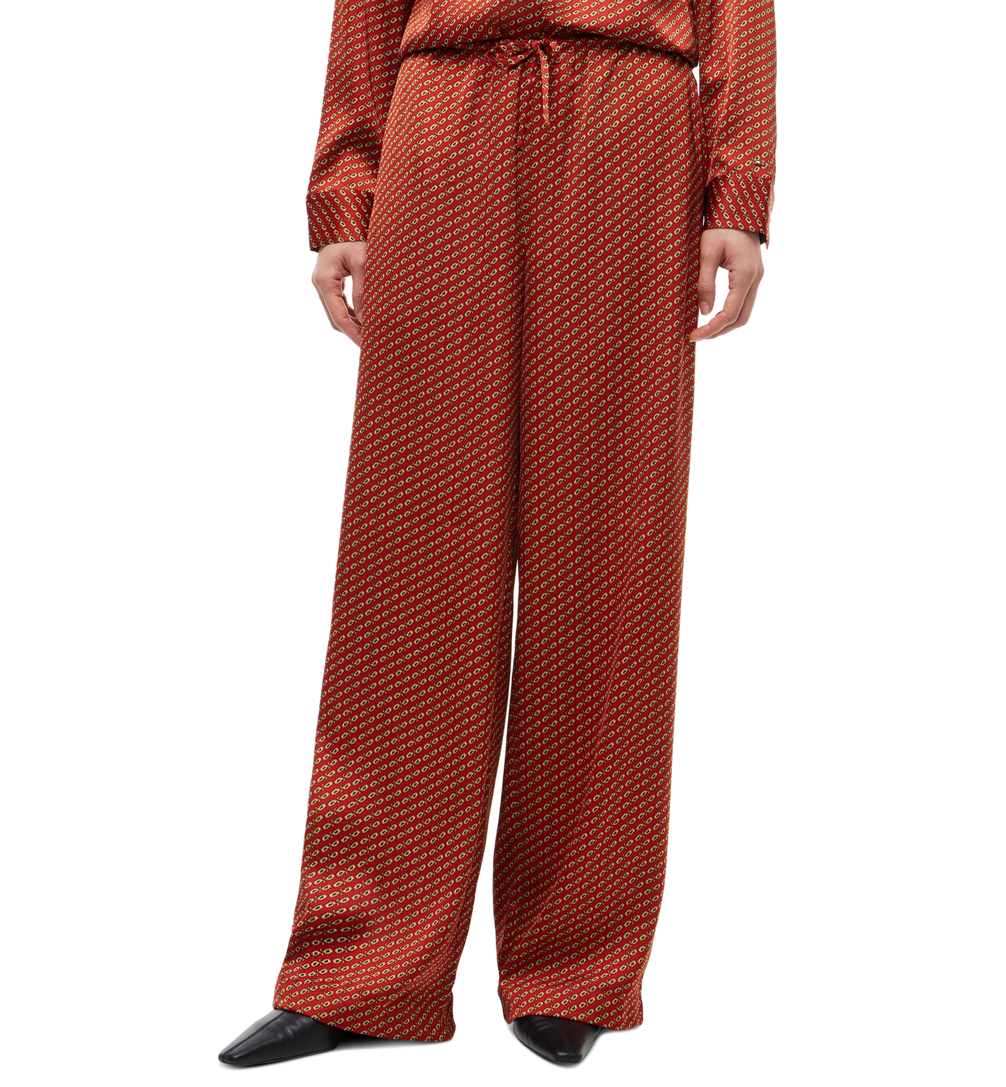 Tommy Hilfiger Women's Fluid Pull On Wide-Leg Satin Pants - Studio Foulard Dark Magma