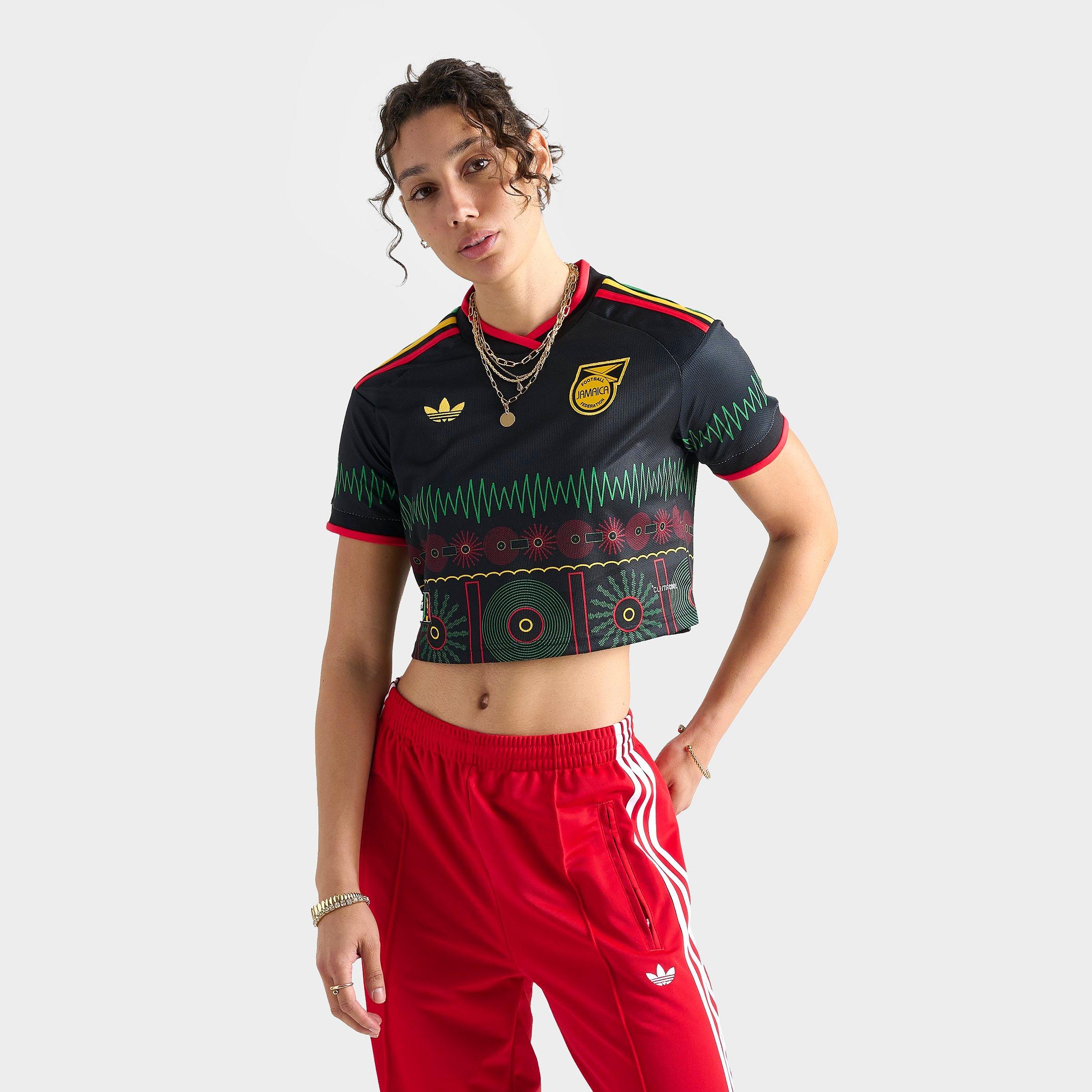 Women's adidas Originals Jamaica 26 x Bob Marley Home Cropped Jersey - Black