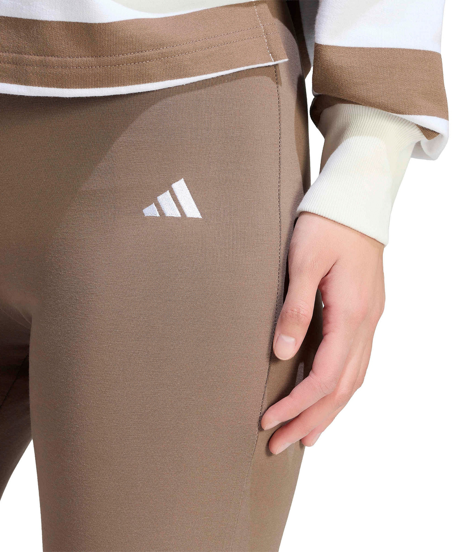 adidas Women's Essentials Small Logo Flared Leggings - Khaki Six/white