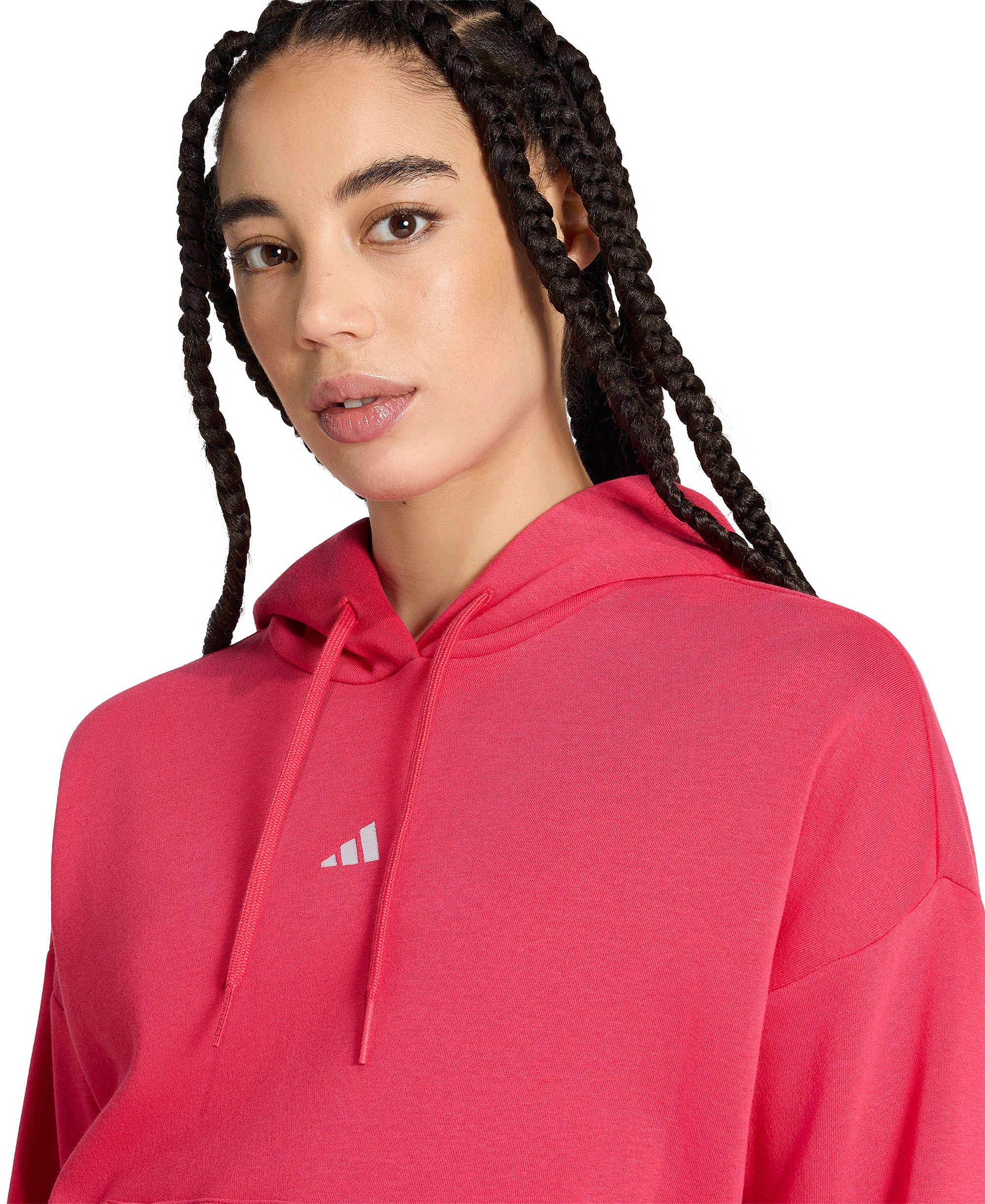 adidas Women's Essentials Long-Sleeve Logo Hoodie - Power Pink/white