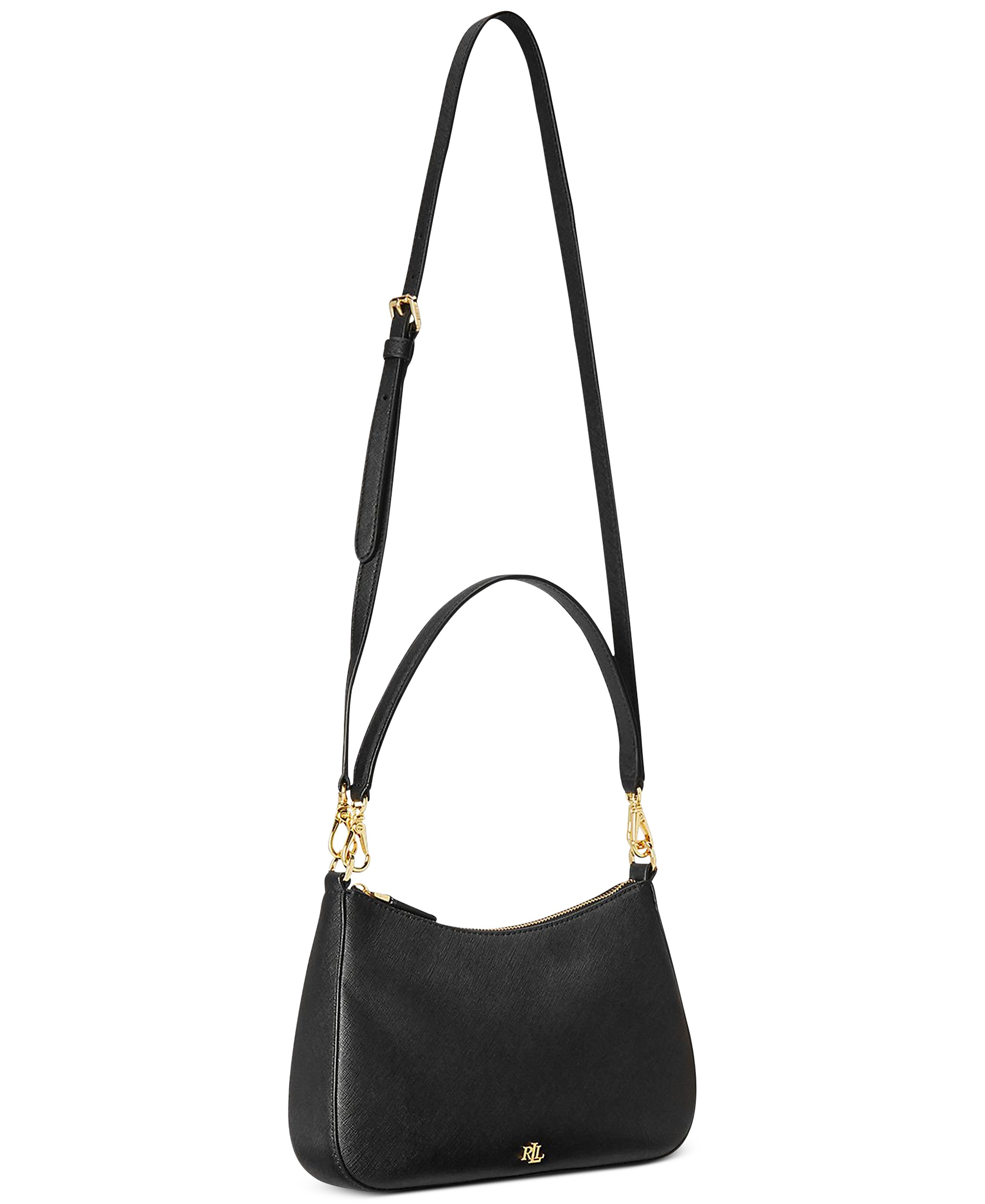 Lauren Ralph Lauren Crosshatch Leather Danni Small Shoulder Handbag - Black