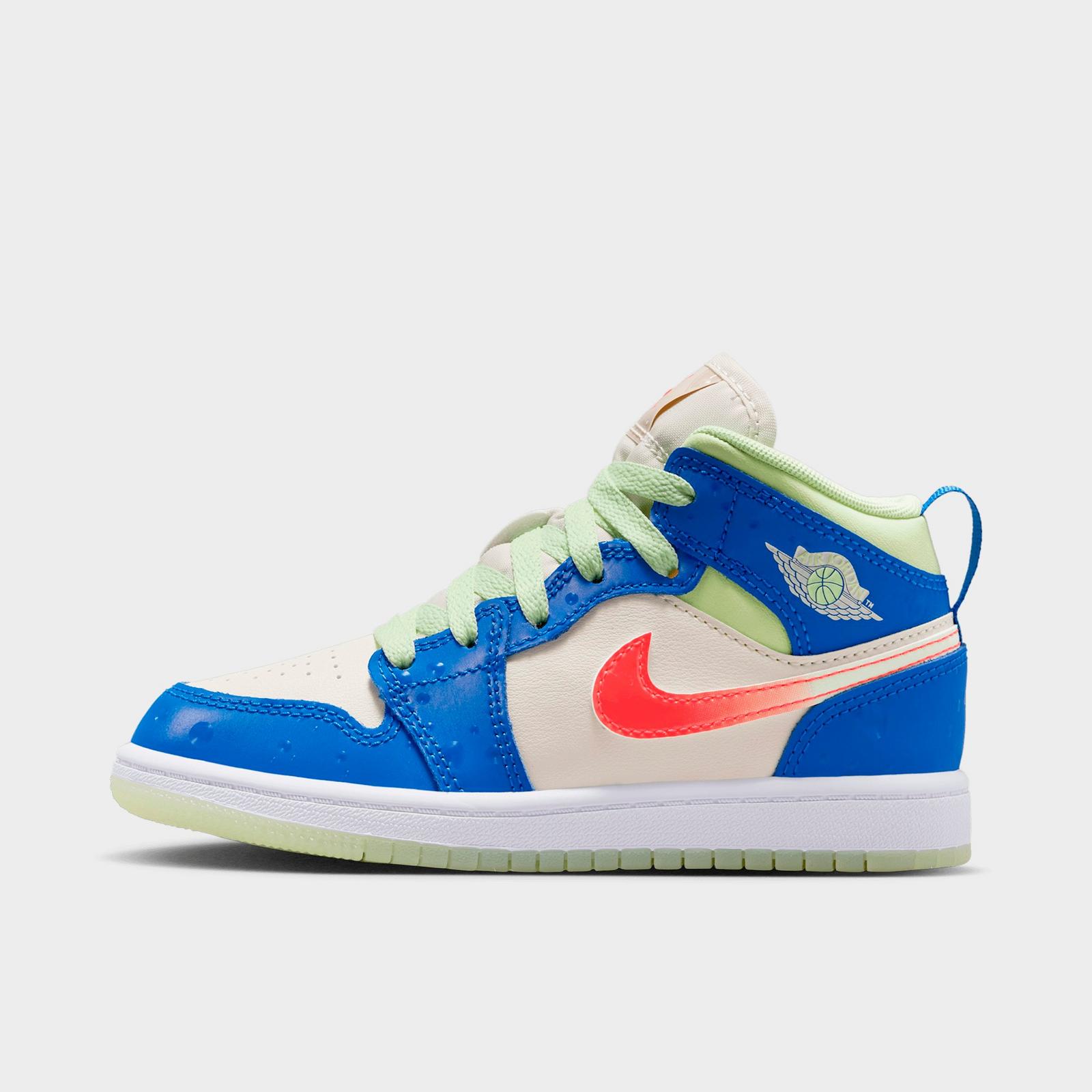 Little Kids' Air Jordan Retro 1 Mid SE Casual Shoes - Game Royal/Barely Volt/Infrared 23/Pale Ivory - view 1