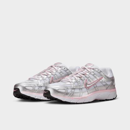 Women's Nithtke P-6000 Casual Shoes - Part 1 - White/Metallic Silver/Elemental Pink/Black - Both shoes facing left
