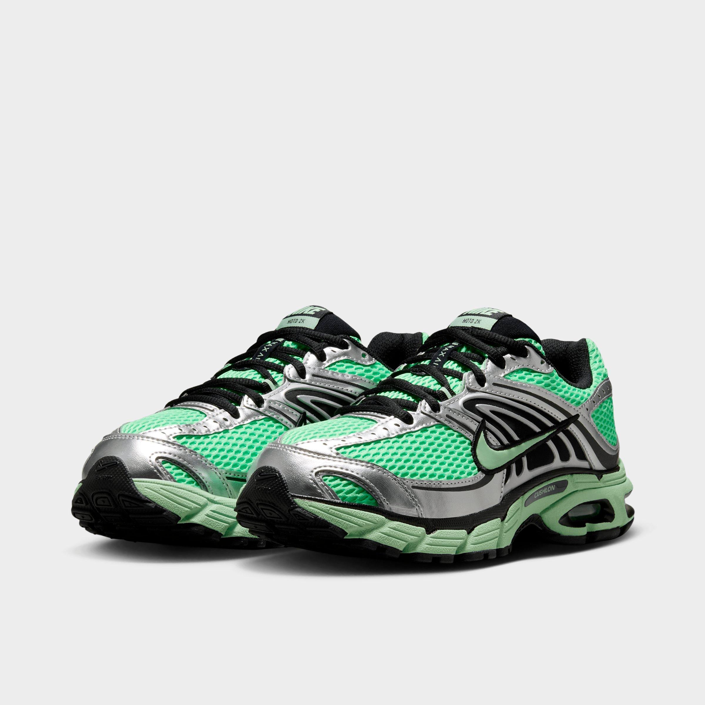 Women's Nithtke Air Max Moto 2K Casual Shoes - Part 4 - Illusion Green/Metallic Silver/Black/Cucumber Calm - Both shoes facing left