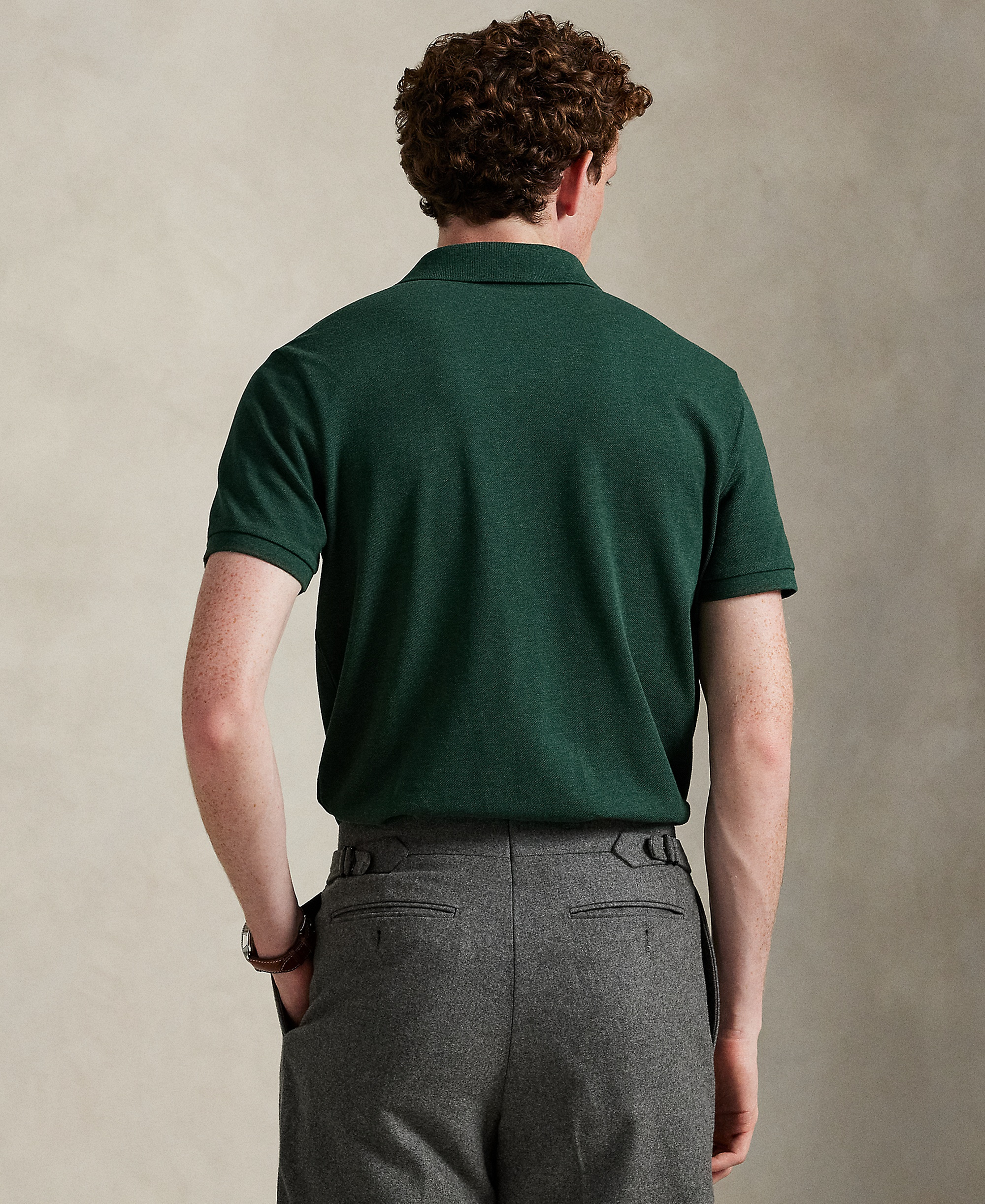 Polo Ralph Lauren Men's Custom Slim-Fit Mesh Polo Shirt - Scotch Pine Heather