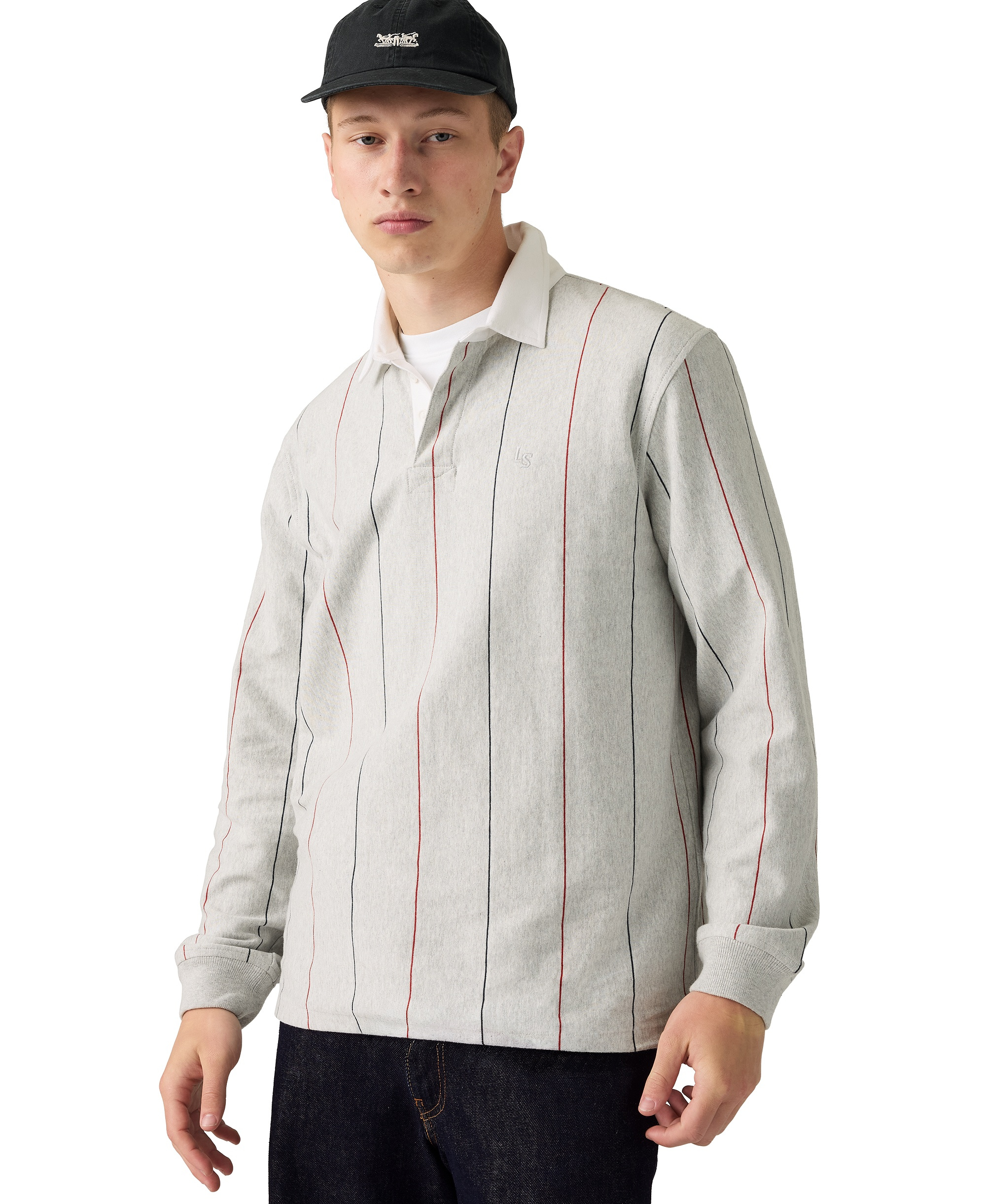 Levi's Men's Union Rugby Long-Sleeve Polo Shirt - Lite Gray