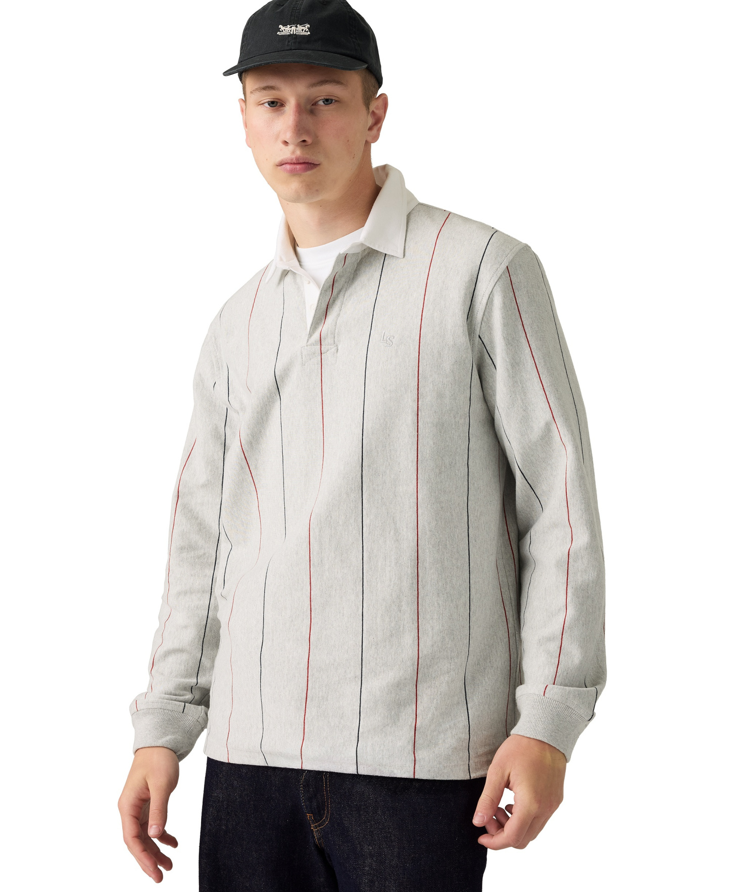 Levi's Men's Union Rugby Long-Sleeve Polo Shirt - Lite Gray