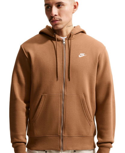 Nike Men's Full-Zip Fleece Regular-Fit Hoodie - Ale Brown/White