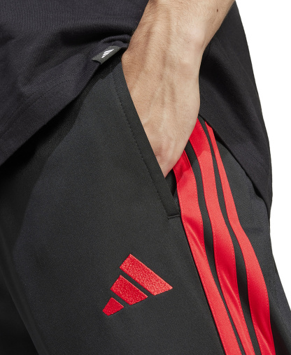 adidas Men's 3-Stripes Regular Open Hem Track Pants - Black/Red