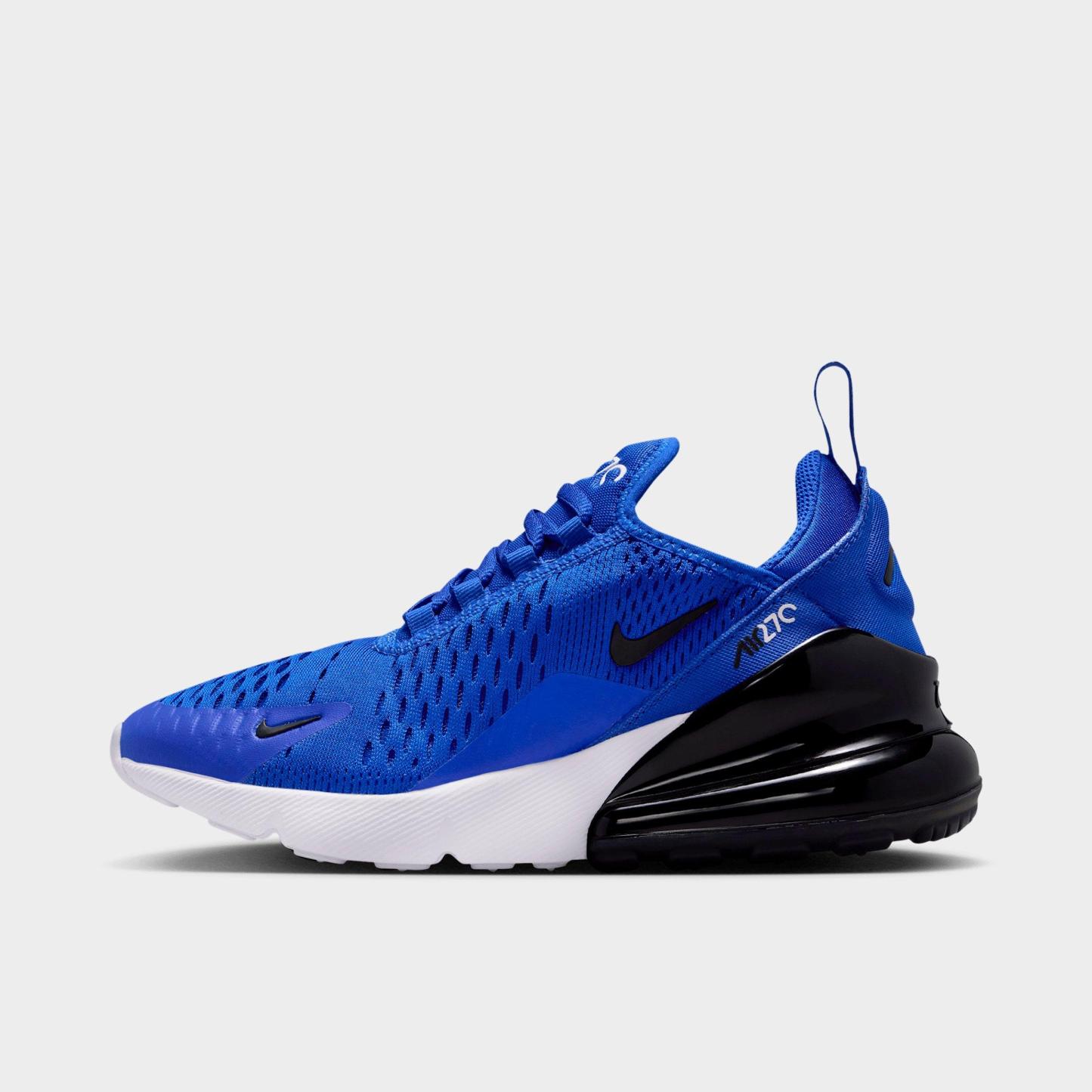 Big Kids' Nithtke Air Max 270 Casual Shoes - Racer Blue/White/Black - Left shoe facing left. Outside of the shoe.