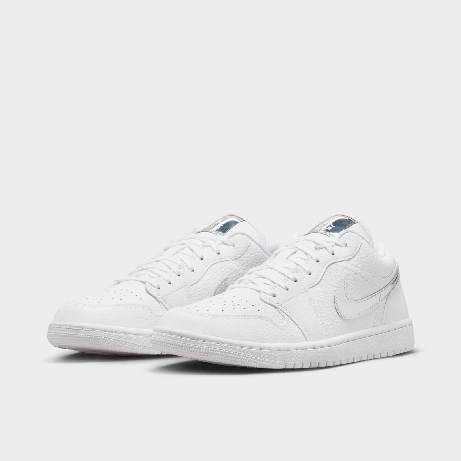 Women's Air Jordan 1 Low LE Casual Shoes - White/White/Metallic Silver/White - view 2