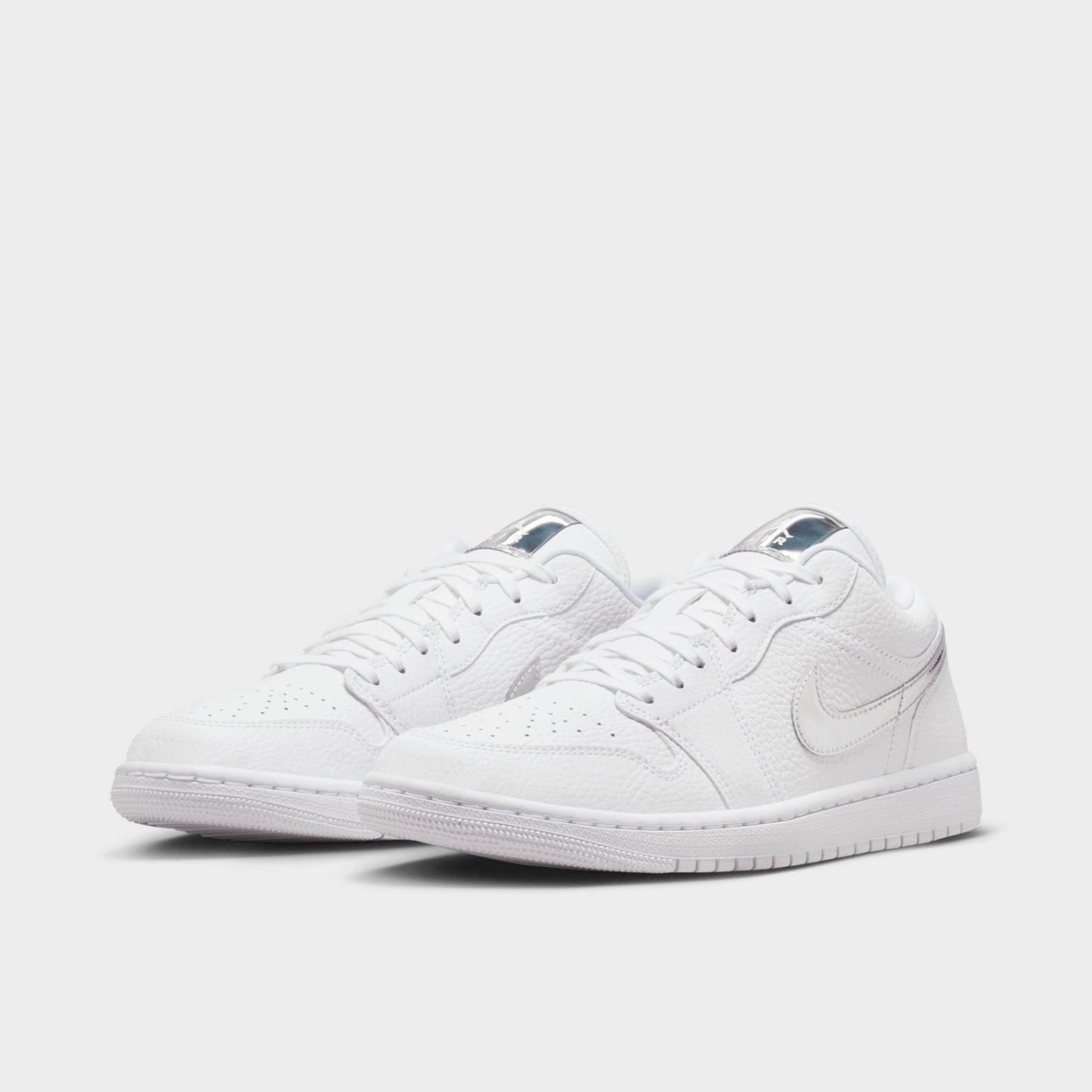 Women's Air Jordan 1 Low LE Casual Shoes - White/White/Metallic Silver/White - view 2