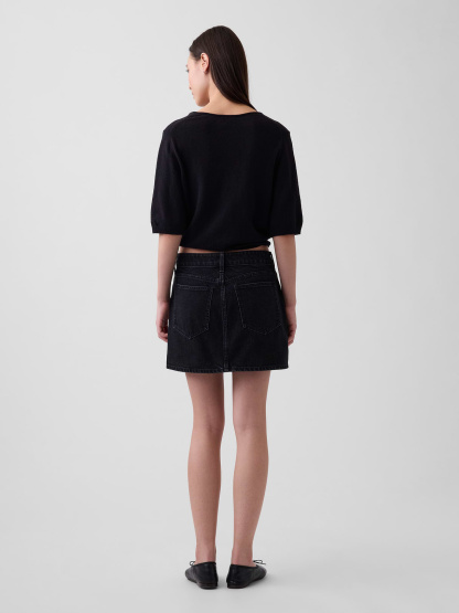 Denim Mini Skirt - Black wash