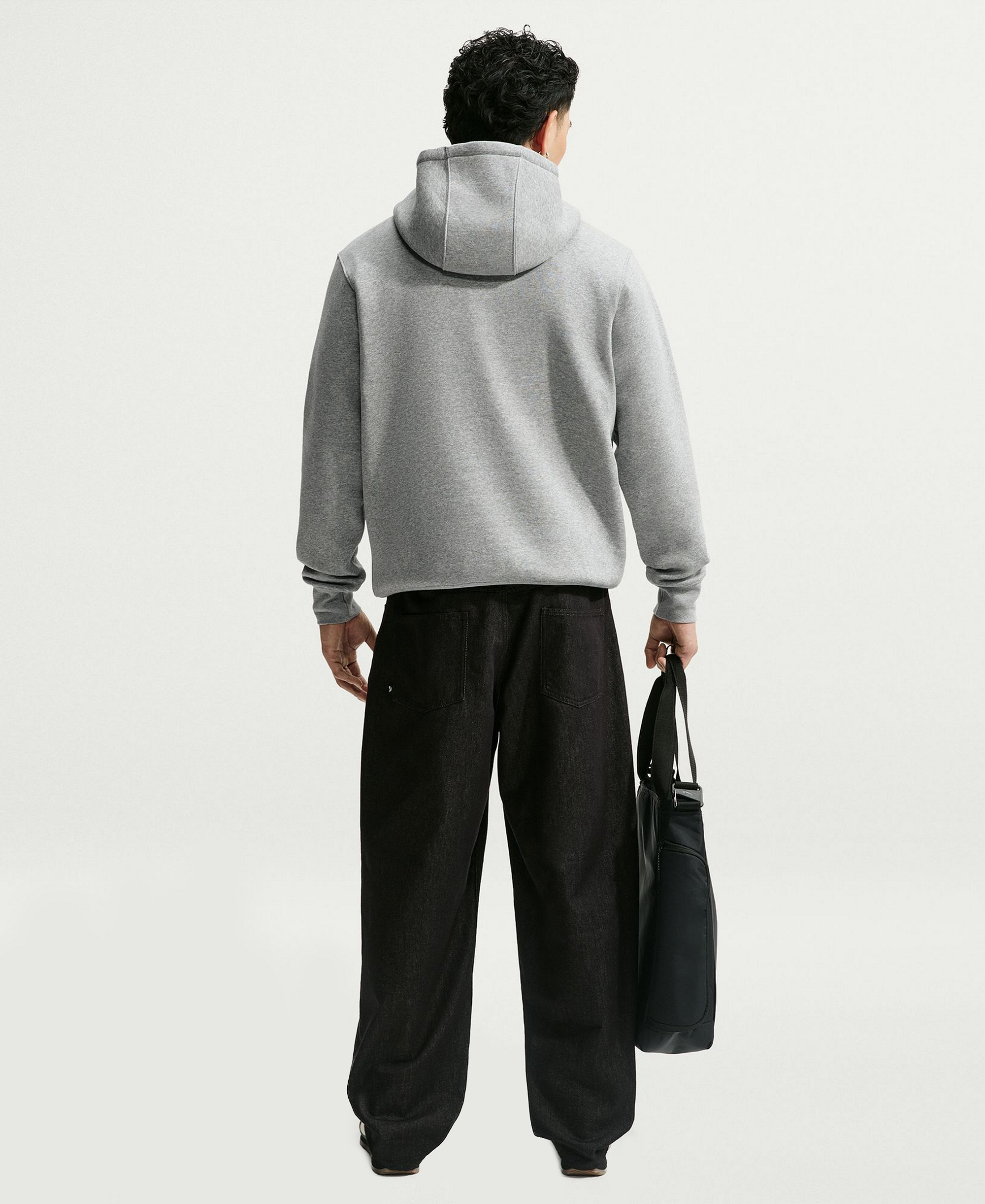 Nike Men's Club Fleece Standard-Fit Logo-Print Hoodie - Dark Grey Heather/University Red