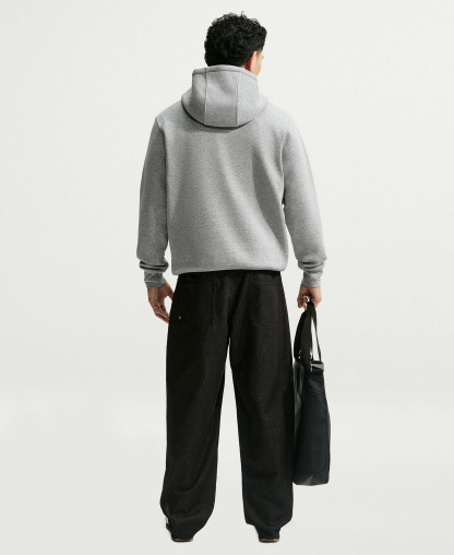 Nike Men's Club Fleece Standard-Fit Logo-Print Hoodie - Dark Grey Heather/University Red