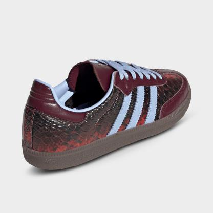 Women's adidas Originals Samba OG Casual Shoes - Part 3 - Maroon/Blue Dawn/Gold Metallic - Back view