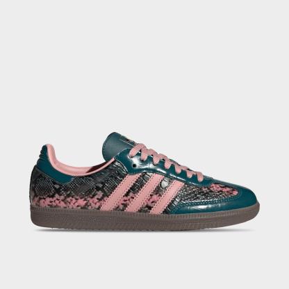 Women's adidas Originals Samba OG Casual Shoes - Part 1 - Rich Green/Wonder Mauve/Gold Metallic - Left shoe facing left. Outside of the shoe.
