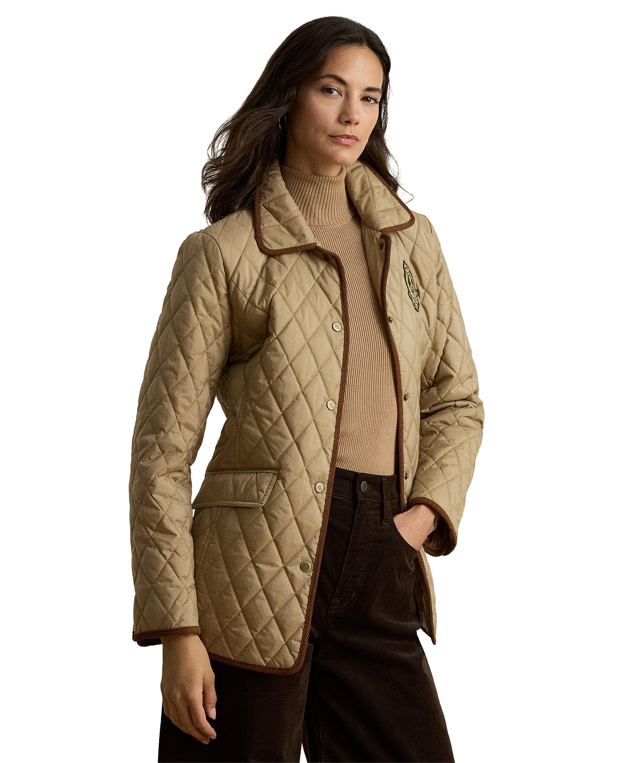 Lauren Ralph Lauren Women's Crested Quilted Jacket - Birth tan