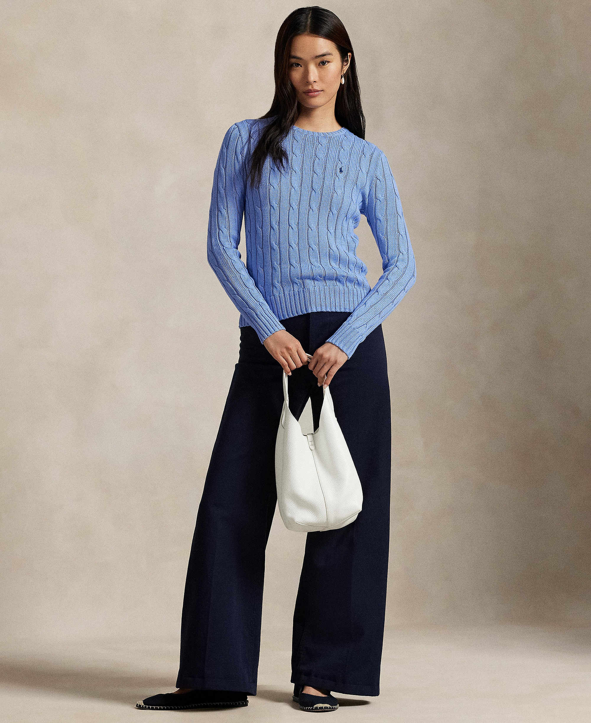 Polo Ralph Lauren Women's Cable-Knit Cotton Crewneck Sweater - New Litchfield Blue