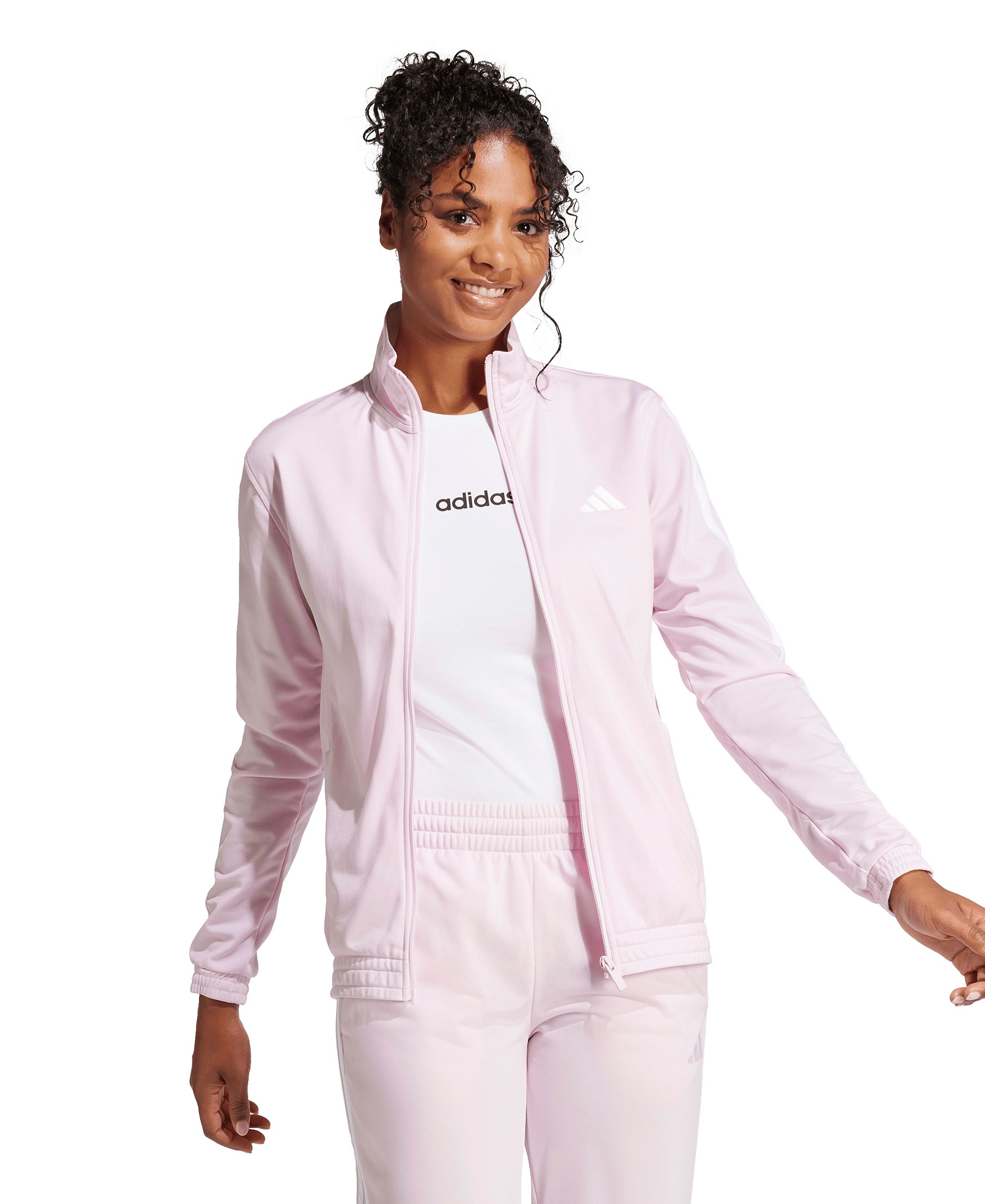 adidas Women's Tricot 3-Stripes Track Jacket - Clear Pink
