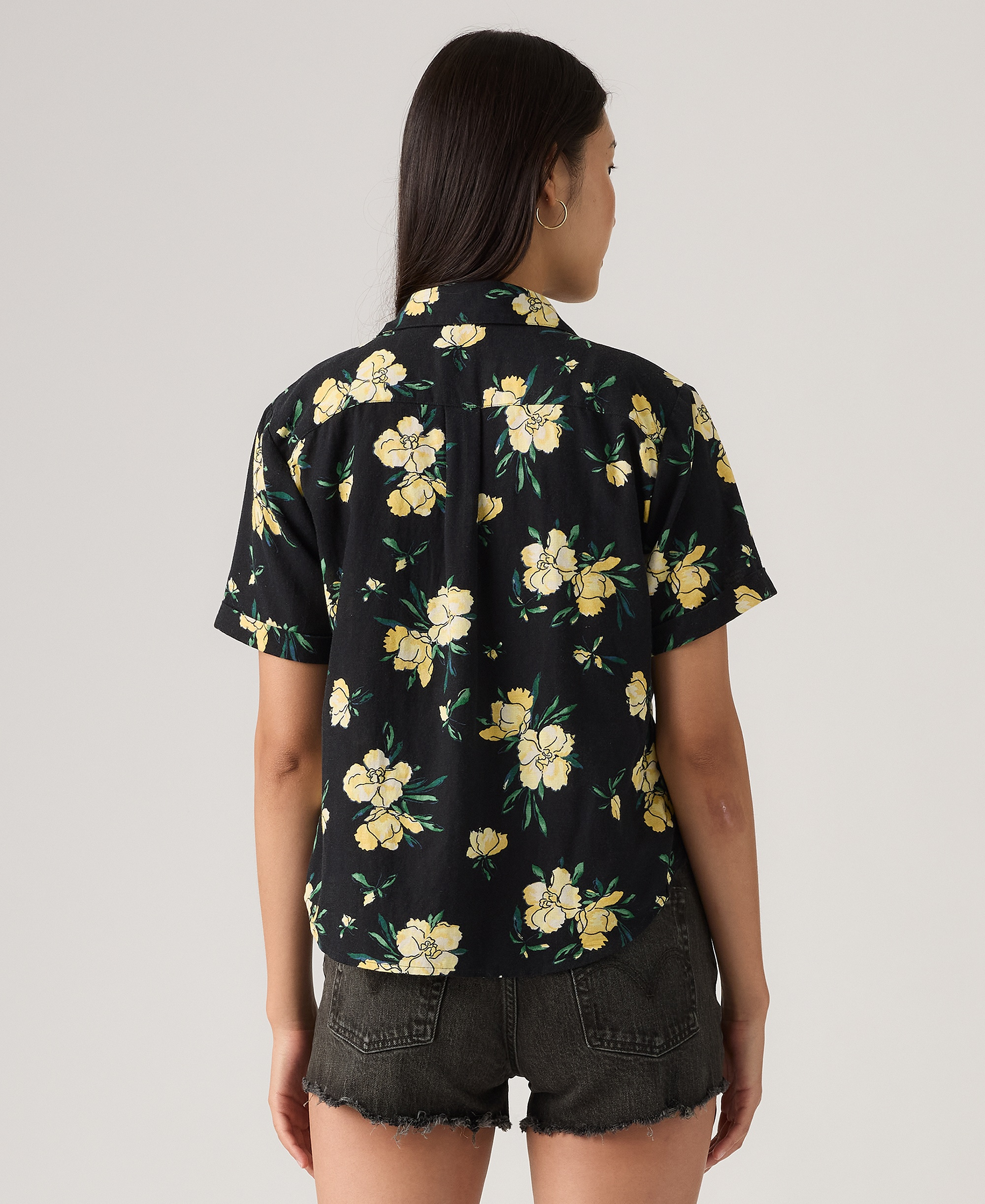 Levi's Women's Bennie Short-Sleeve Camp Shirt - Blake Brushstroke Floral Rattan