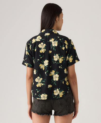Levi's Women's Bennie Short-Sleeve Camp Shirt - Blake Brushstroke Floral Rattan