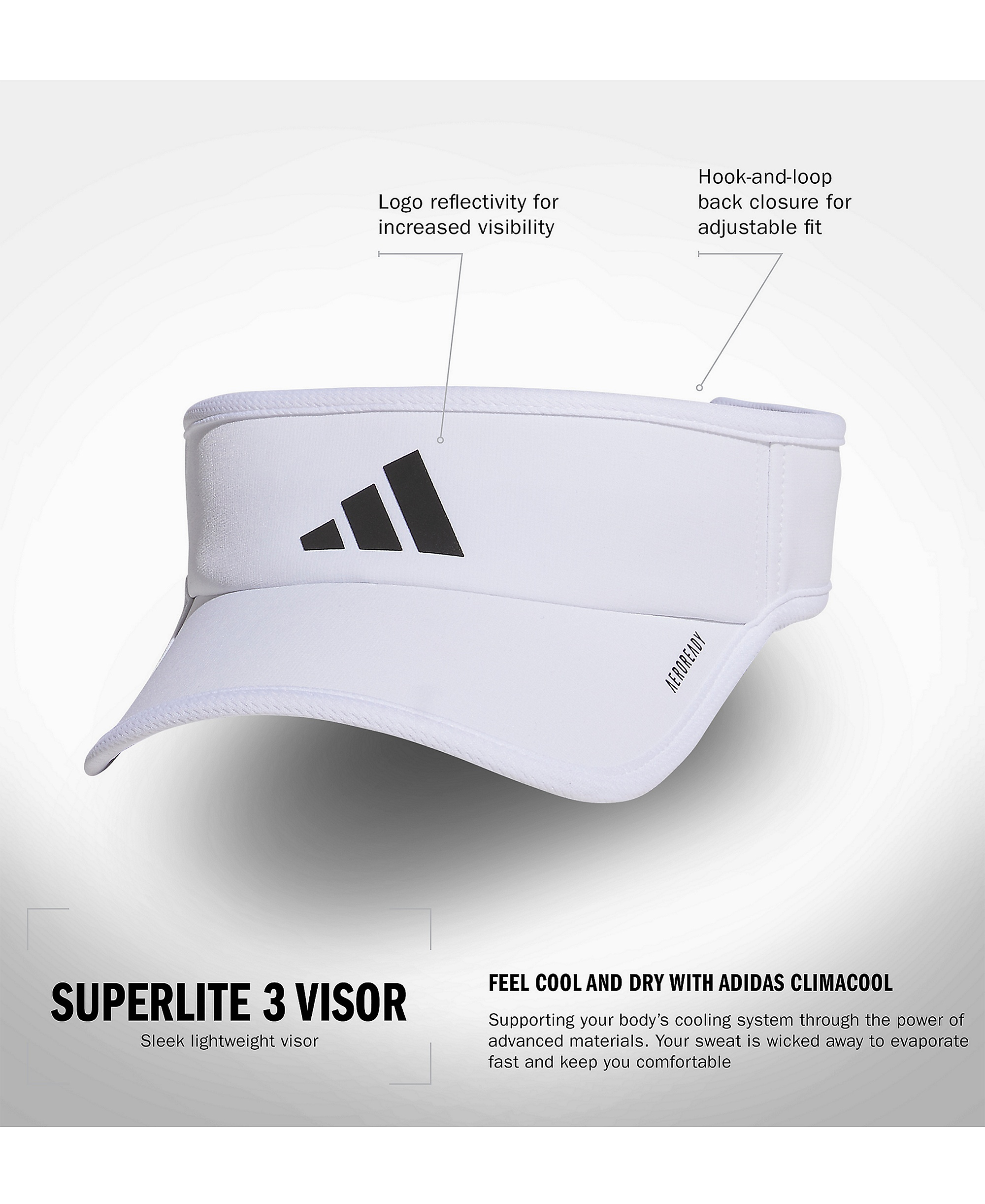 adidas Men's Superlite 3 Visor - White/black