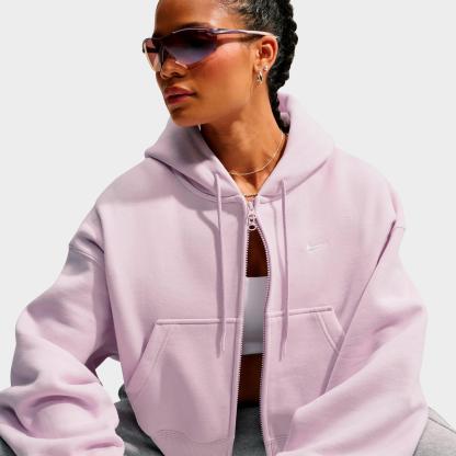 Women's Nithtke Studio Fleece Medium-Weight Oversized Cropped Full-Zip Hoodie - Bleached Lilac/Sail