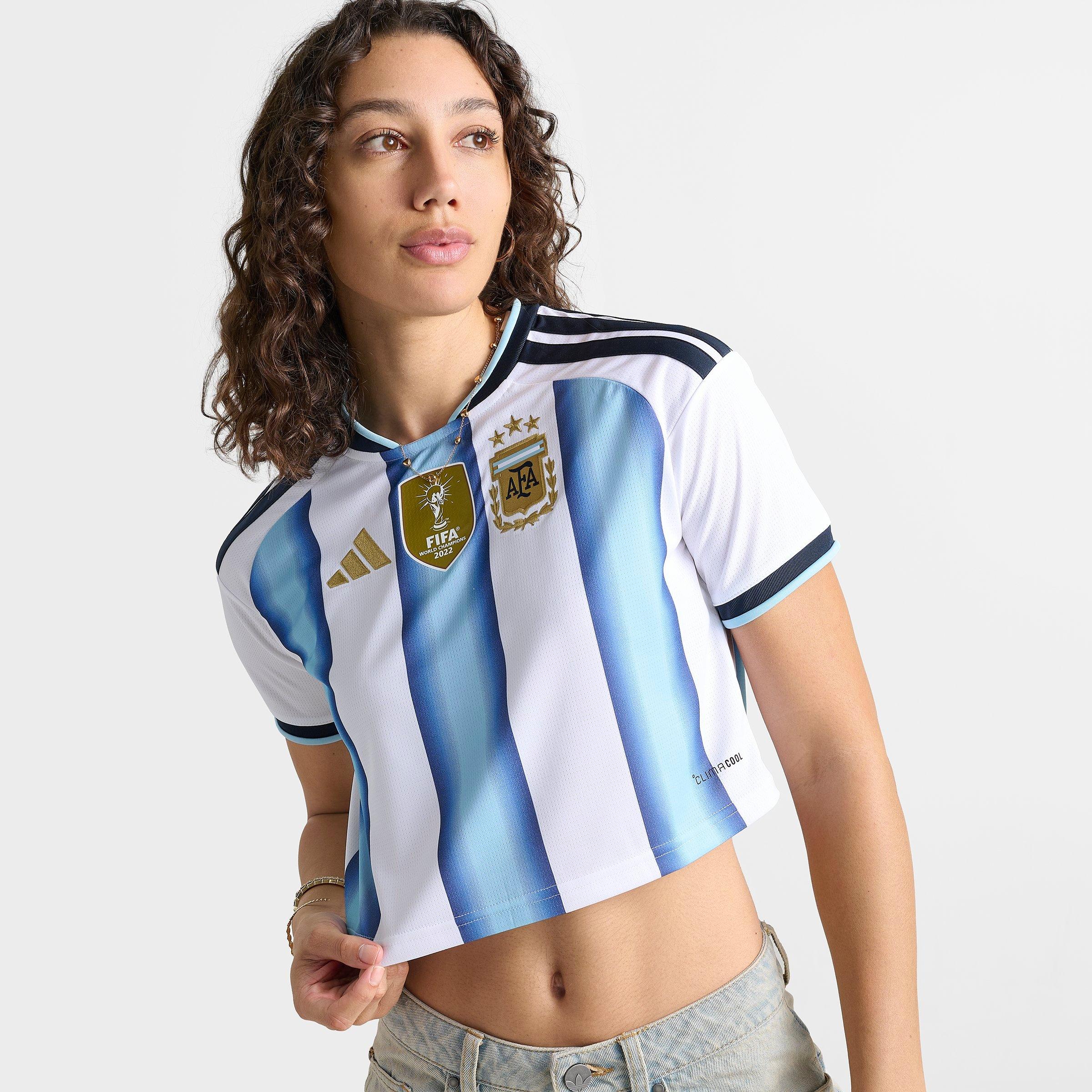 Women's adidas Argentina 2026 Home Cropped Jersey - White/Icey Blue/Light Blue