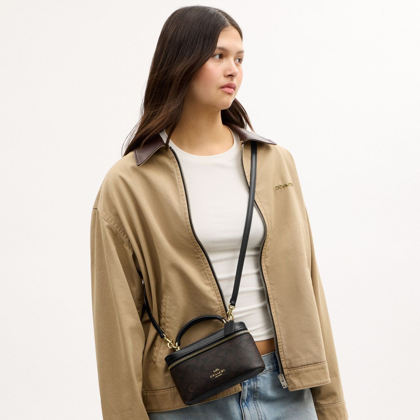Rainer Crossbody Bag 18 In Signature Canvas - Gold/Walnut/Black - view 11