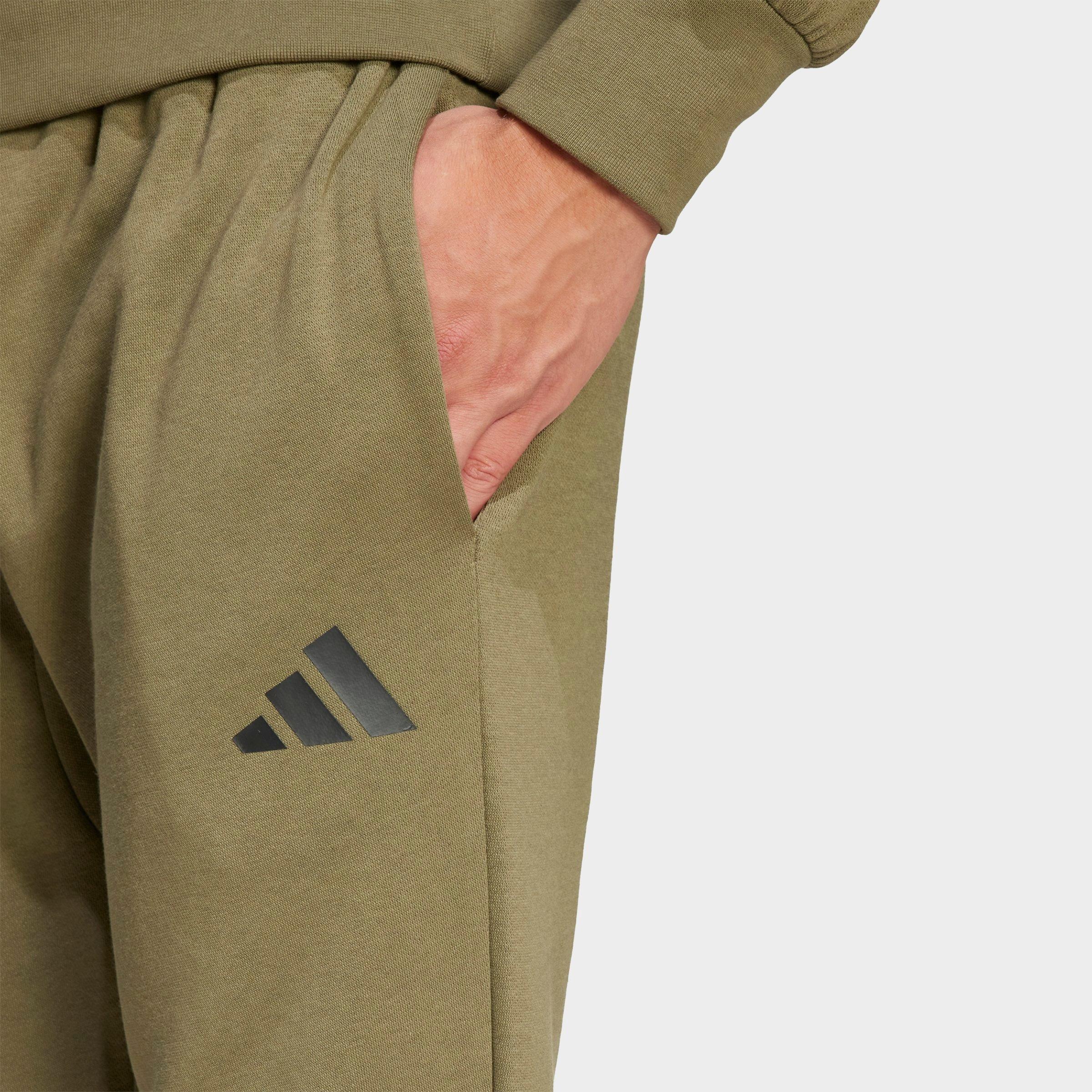 Men's adidas Essentials Feelcozy Fleece Jogger Pants - Olive Strata/Black