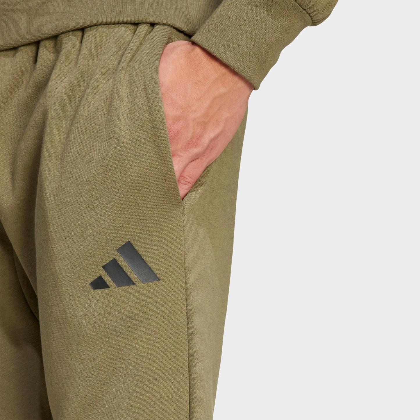 Men's adidas Essentials Feelcozy Fleece Jogger Pants - Olive Strata/Black