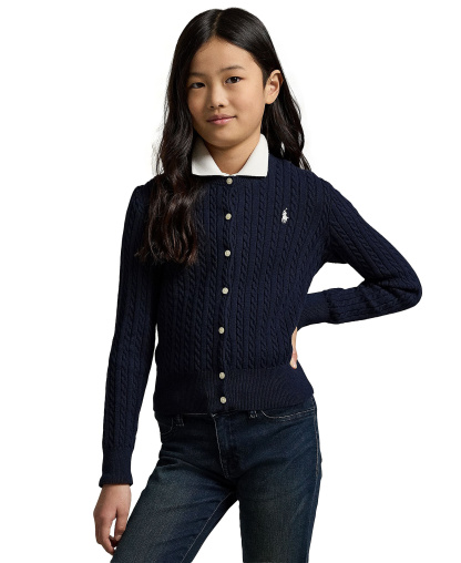 Polo Ralph Lauren Girls' 7-16 Cable-Knit Cotton Cardigan - Hunter Navy