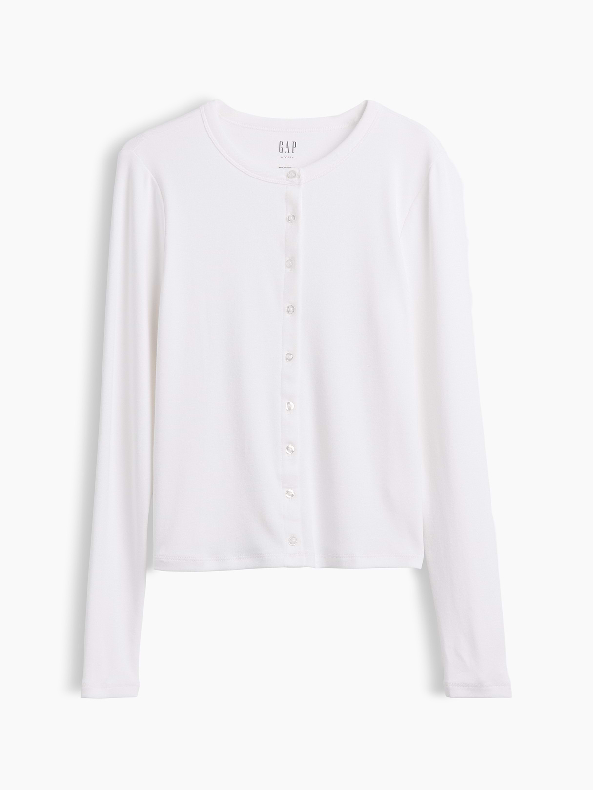 Modern Crewneck Cardigan - Fresh white