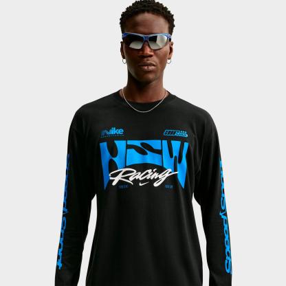 Men's Nithtke Sportswear Swoosh Speed Graphic Long-Sleeve T-Shirt - Black