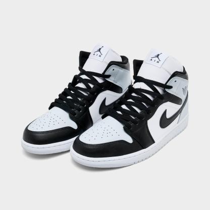 Men's Air Jordan Retro 1 Mid Casual Shoes - Black/Aura/White/Squadron Blue - view 2