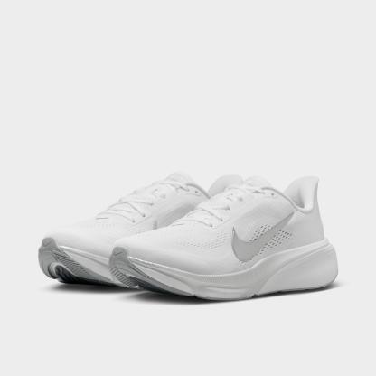Women's Nithtke Pegasus 42 Running Shoes - Part 2 - White/Wolf Grey/Cool Grey/Metallic Silver - Both shoes facing left