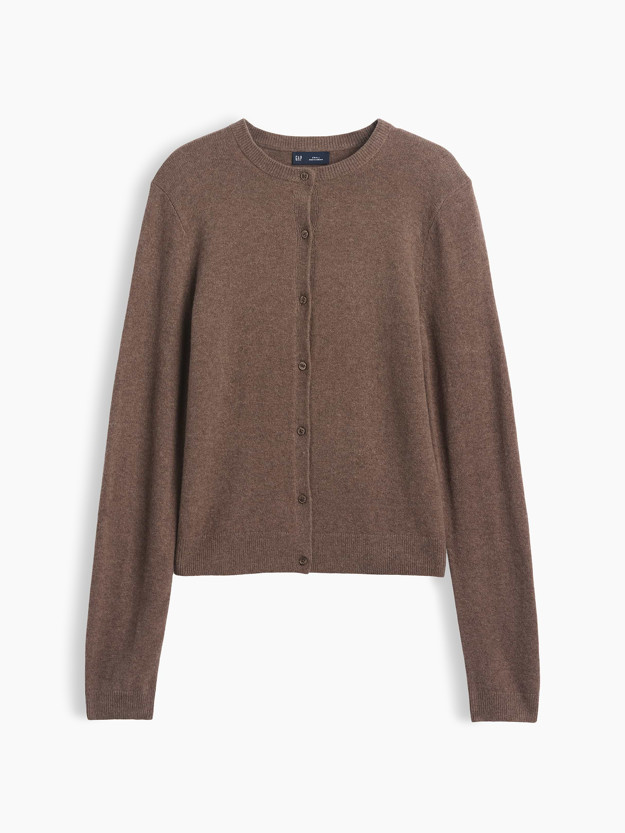 CashSoft Crop Cardigan - Cool brown heather