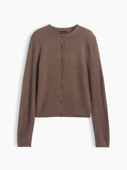 CashSoft Crop Cardigan - Cool brown heather