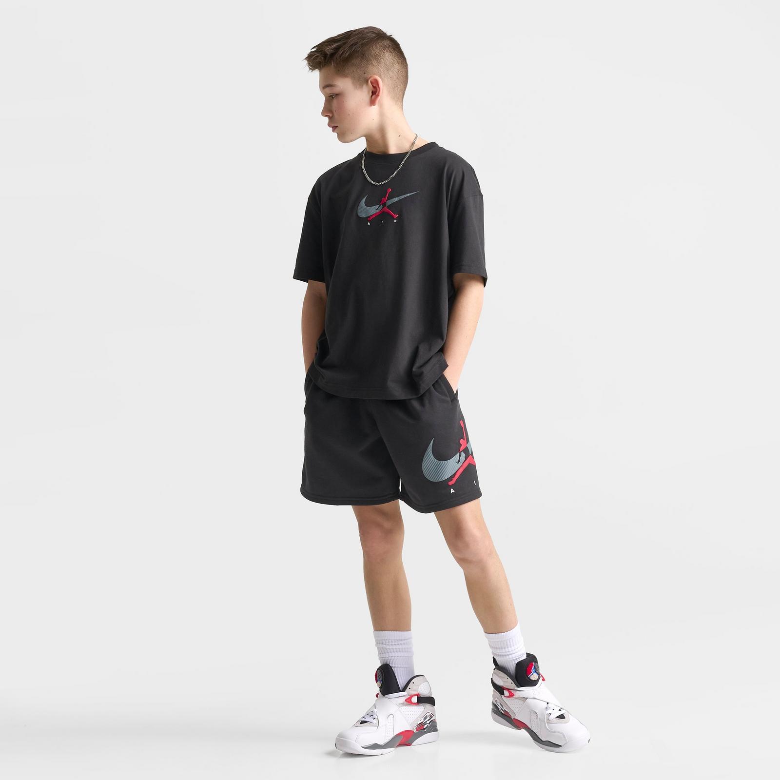 Big Kids' Air Jordan Swoosh Fleece Shorts - Black - view 2