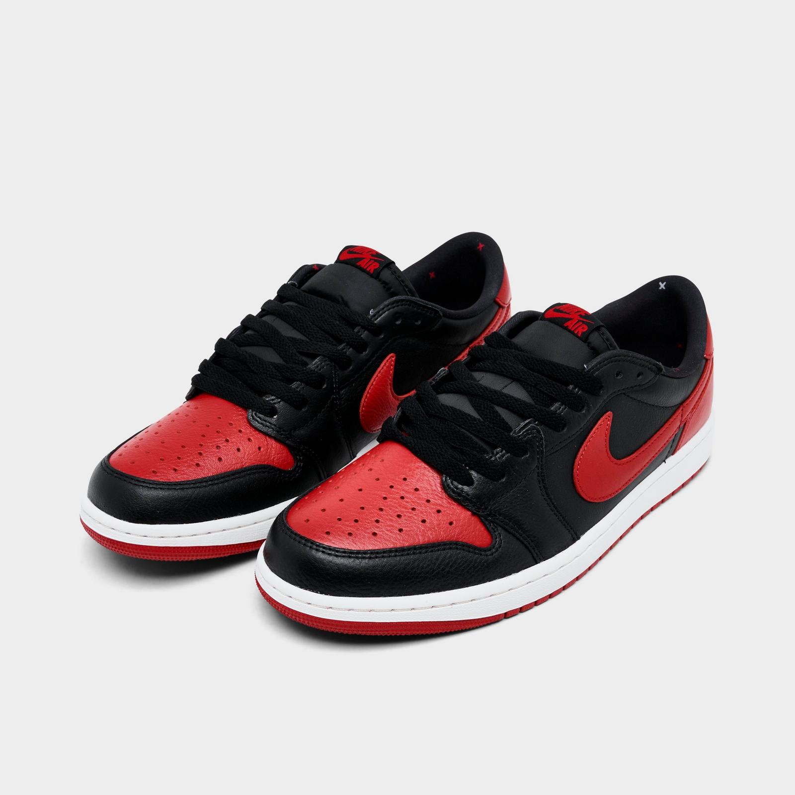 Men's Air Jordan Retro 1 Low OG Casual Shoes - Black/Varsity Red/Summit White - view 2