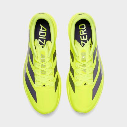 Men's adidas Adizero EVO SL Running Shoes - Part 1 - Solar Yellow/Aurora Plum/Powder Plum - Top view
