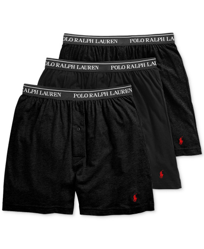 Polo Ralph Lauren Men's 3-Pack Cotton Classic Knit Boxers - Polo Black