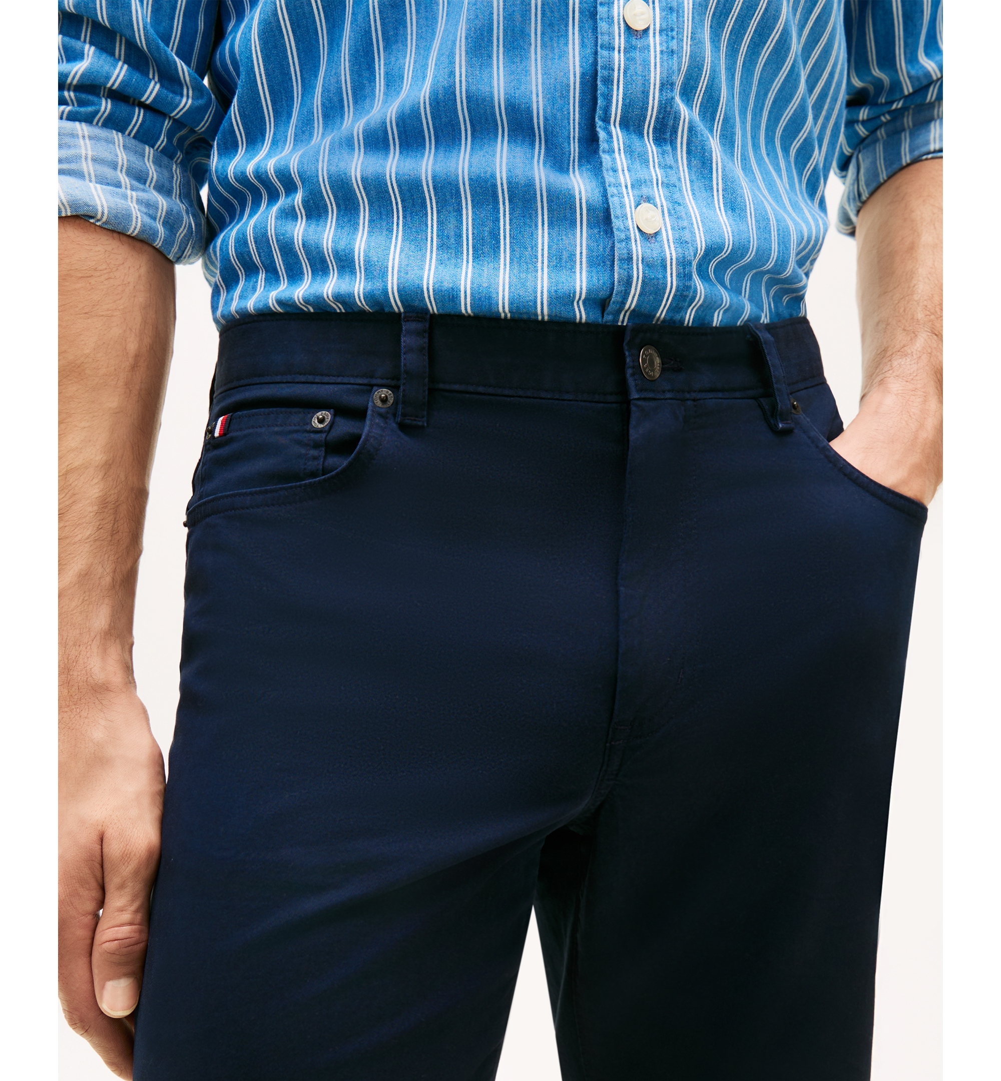 Tommy Hilfiger Men's Denton Straight-Fit Five-Pocket Stretch Twill Pants - Desert Sky