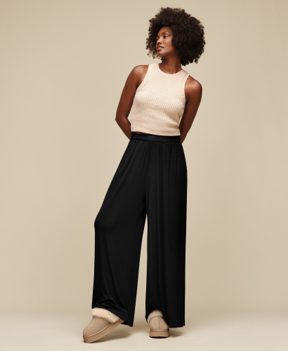 UGG Women's Imogen Wide-Leg Rib Pants - Black