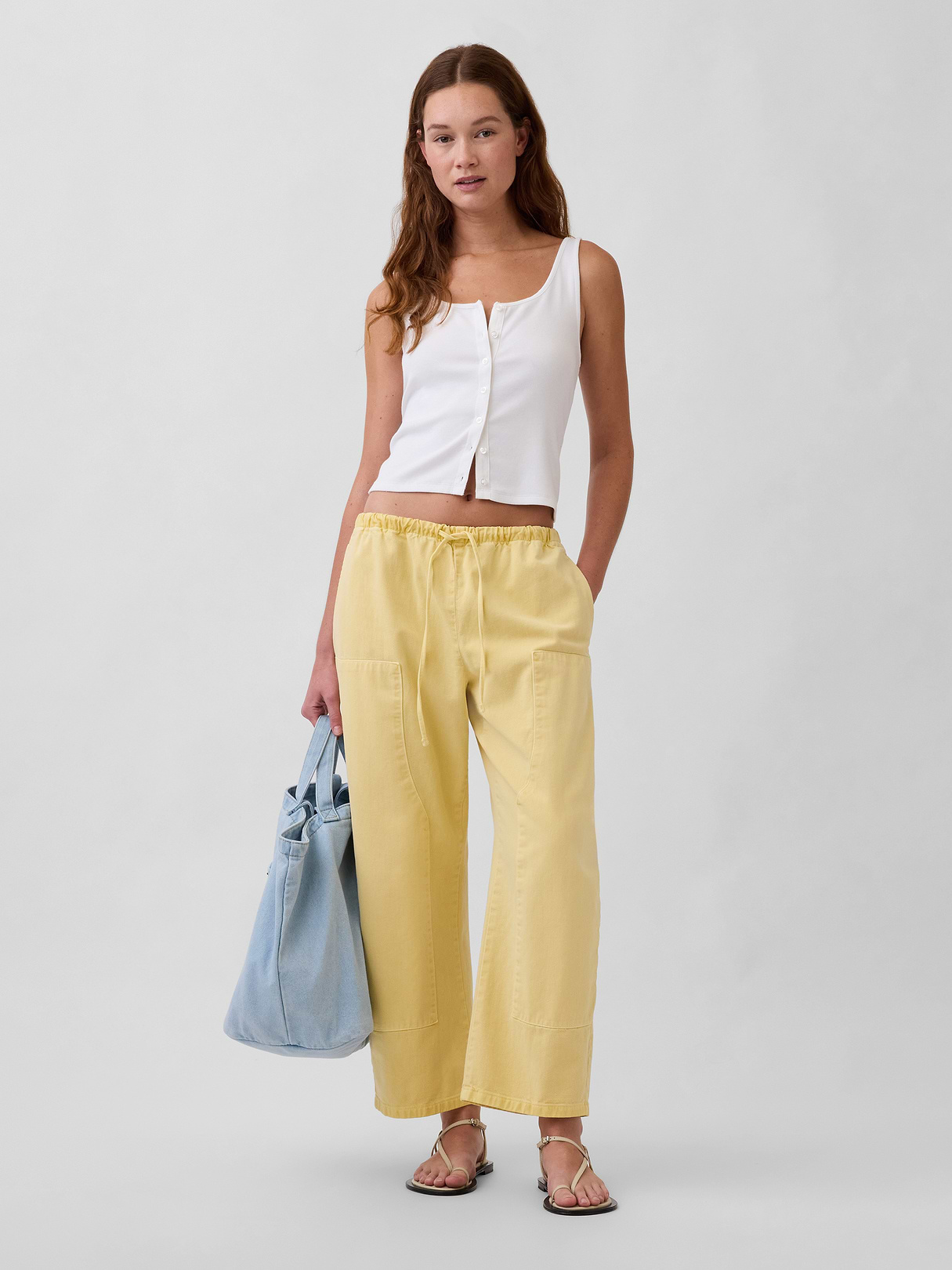 Easy Double-Knee Barrel Pants - Maize yellow