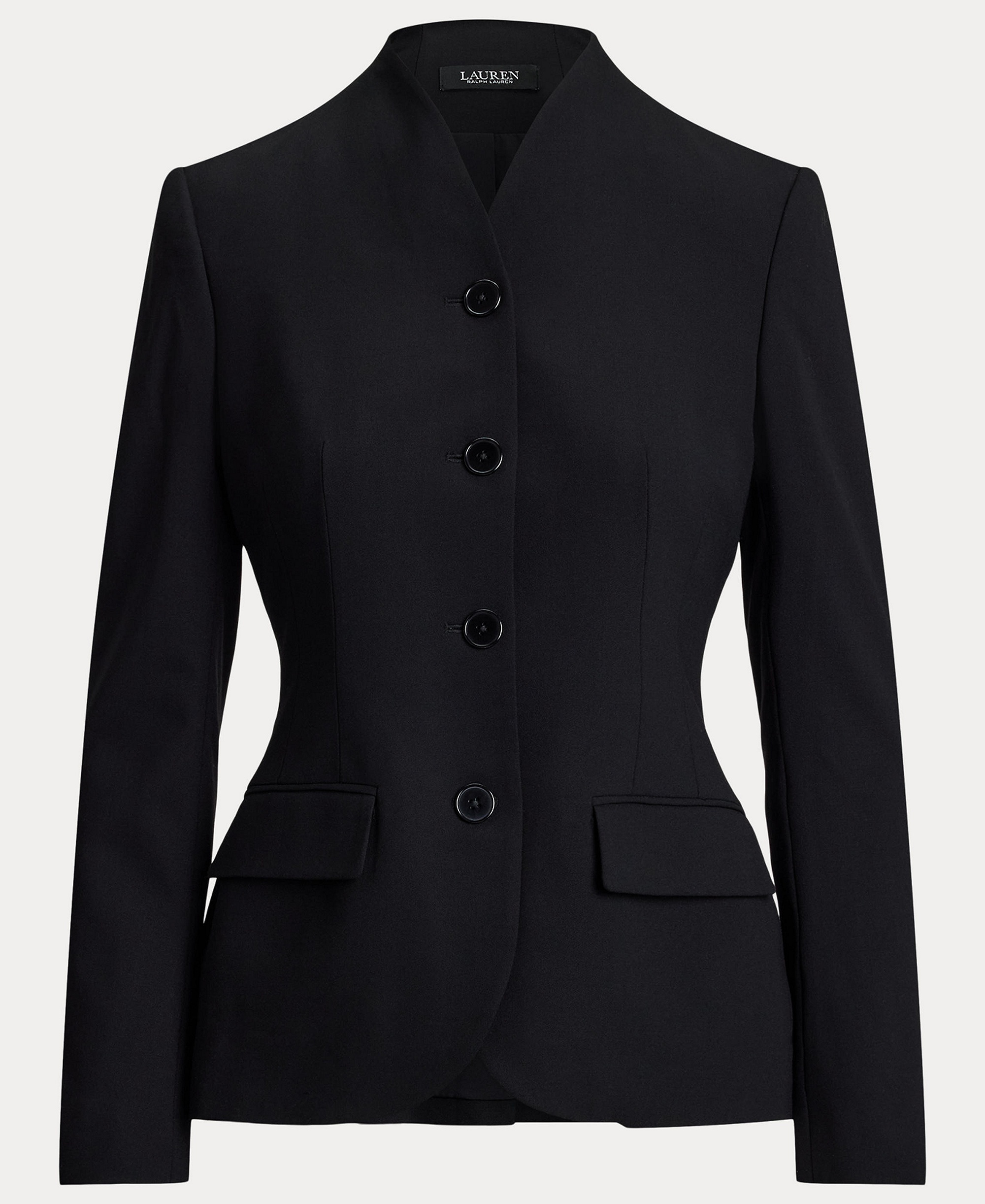 Lauren Ralph Lauren Women's Stretch Lightweight Curved Stand Collar Blazer - Black