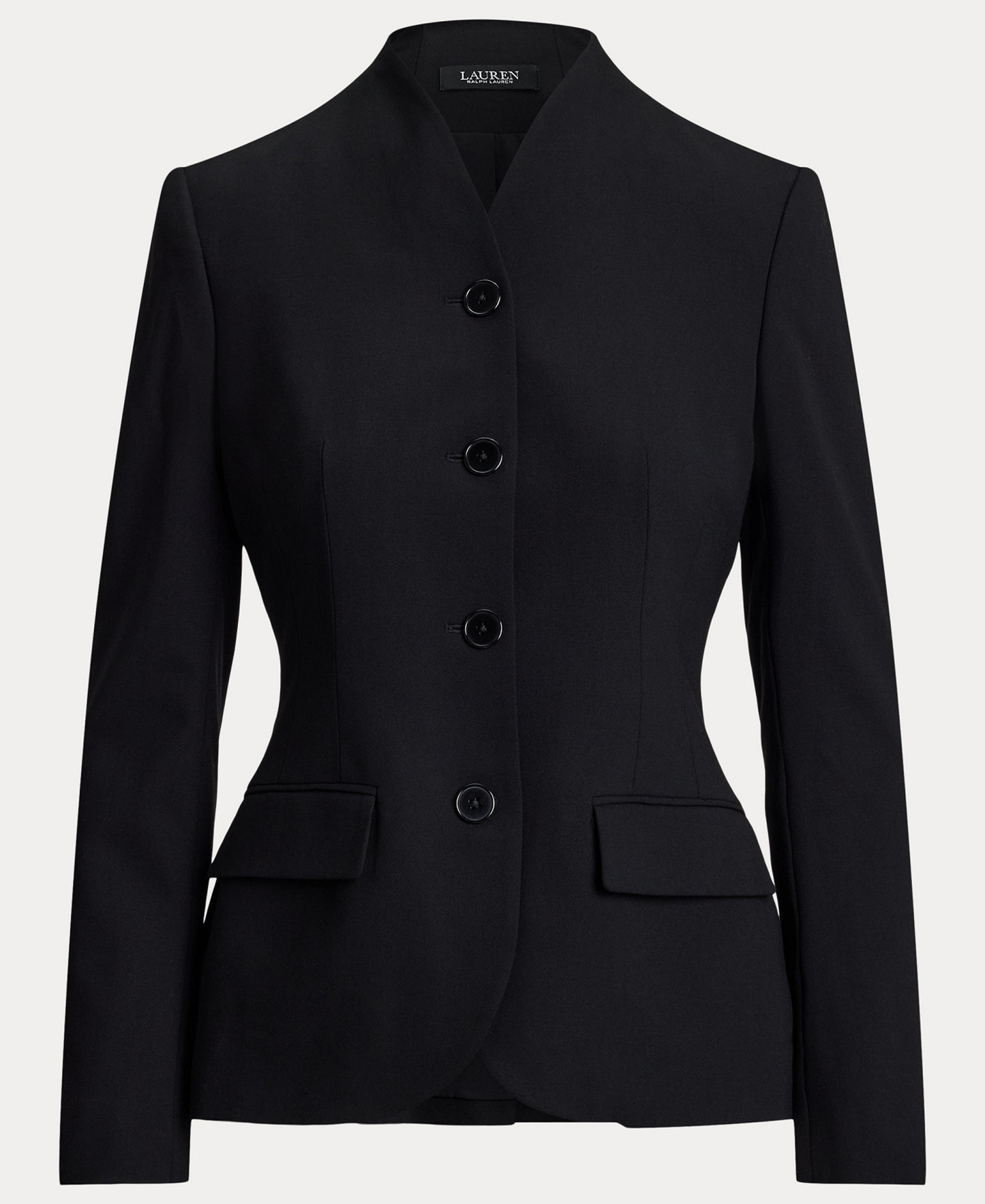 Lauren Ralph Lauren Women's Stretch Lightweight Curved Stand Collar Blazer - Black