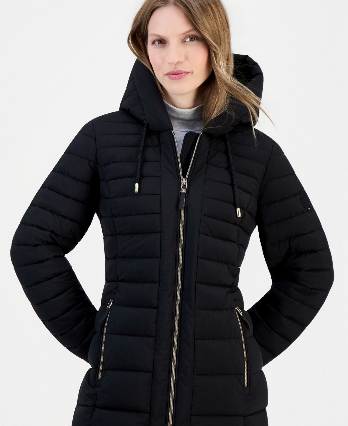 Tommy Hilfiger Women's Puffer Packable Hooded Coat - BLACK